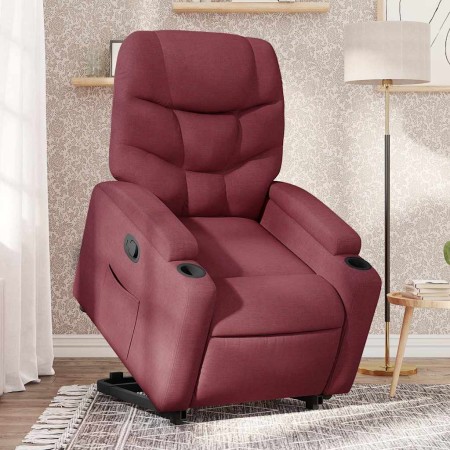 Sillón reclinable elevable tela rojo tinto