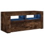 Mueble de TV con luces LED roble ahumado 90x35x40 cm de vidaXL, Muebles TV - Ref: Foro24-822721, Precio: 53,45 €, Descuento: %