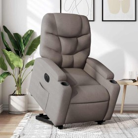 Sillón eléctrico reclinable elevable de tela gris taupe