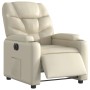 Sillón reclinable eléctrico de cuero sintético crema