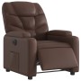 Sillón reclinable eléctrico de cuero sintético marrón