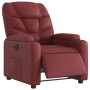 Sillón reclinable eléctrico de cuero sintético rojo tinto