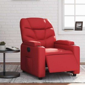 Sillón reclinable eléctrico de cuero sintético rojo