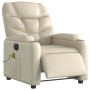 Sillón de masaje reclinable eléctrico cuero sintético crema