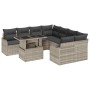 Conjunto de sofá de jardín con cojín 9 pcs Gris claro Poliratán