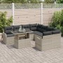 Conjunto de sofá de jardín con cojín 9 pcs Gris claro Poliratán