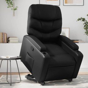 Sillón reclinable elevable cuero artificial negro Sillón reclinable elevable cuero artificial negro