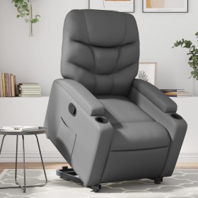 Sillón reclinable elevable cuero artificial gris en Sillones | Comprar online en Foro24
