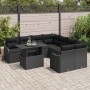 Conjunto de sofá de jardín con cojín 9 pcs Negro Poliratán