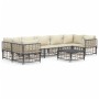 Gartenmöbel-Set 8-teilig und anthrazitfarbene PE-Rattan-Kissen von vidaXL, Outdoor-Sofas - Ref: Foro24-3186802, Preis: 664,02...