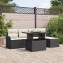 Conjunto de sofá de jardín con cojín 6 pcs Negro Poliratán