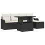 Conjunto de sofá de jardín con cojín 6 pcs Negro Poliratán