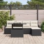 Conjunto de sofá de jardín con cojín 6 pcs Negro Poliratán