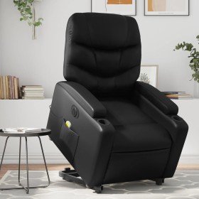 Sillón de masaje elevable eléctrico cuero sintético negro Sillón de masaje elevable eléctrico cuero sintético negro