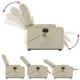 Sillón de masaje elevable eléctrico cuero sintético crema
