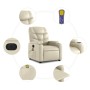 Sillón de masaje elevable eléctrico cuero sintético crema