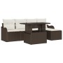 Conjunto de sofá de jardín con cojín 6 pcs Marrón Poliratán