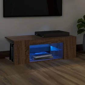 TV cabinet with LED lights brown oak color 90x39x30 cm by vidaXL, TV Furniture - Ref: Foro24-822667, Price: 46,42 €, Discount: %