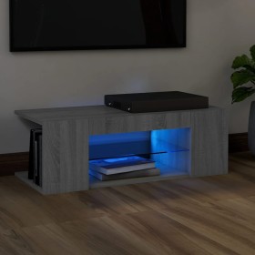 Mueble de TV con luces LED gris Sonoma 90x39x30 cm