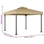 Taupe gray aluminum and steel gazebo 3x3 m by vidaXL, Tents and gazebos - Ref: Foro24-318522, Price: 419,53 €, Discount: %