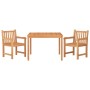 Juego de comedor para jardín 3 pzas madera maciza de teca