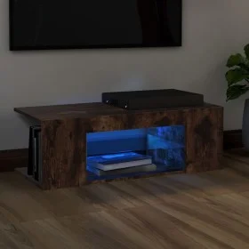 Mueble de TV con luces LED color roble ahumado 90x39x30 cm de vidaXL, Muebles TV - Ref: Foro24-822665, Precio: 46,71 €, Descu...
