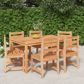 Juego de comedor de jardín 7 piezas madera maciza de teca