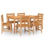 Juego de comedor de jardín 7 piezas madera maciza de teca