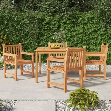 Juego de comedor para jardín 5 piezas madera maciza de teca de vidaXL, Conjuntos de jardín - Ref: Foro24-3157147, Precio: 839...