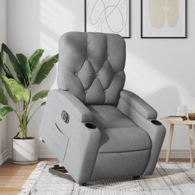 Sillón eléctrico reclinable elevable de tela gris claro Sillón eléctrico reclinable elevable de tela gris claro