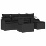 Conjunto de sofá de jardín con cojín 6 pcs Negro Poliratán