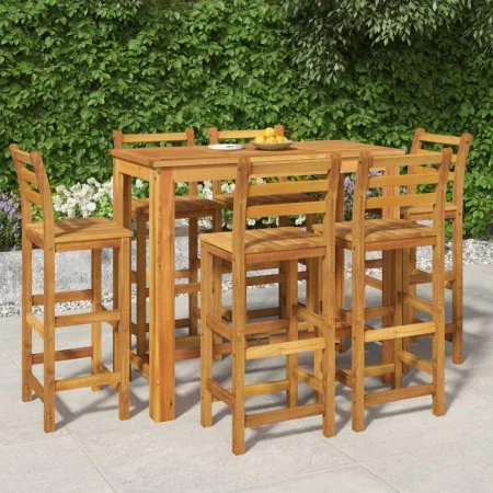 Garden table and 7-piece high stools set made of solid acacia wood. by vidaXL, Garden sets - Ref: Foro24-3154397, Price: 569,...