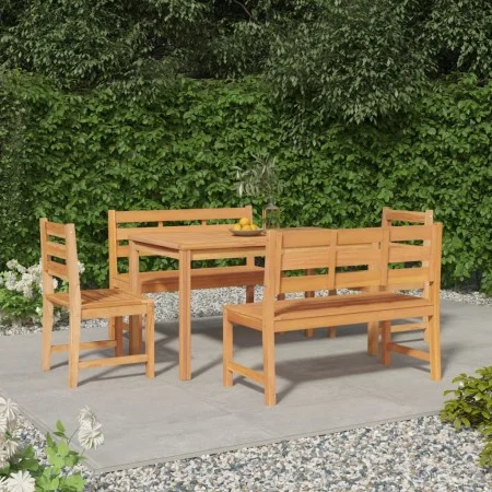 Juego de comedor para jardín 5 piezas madera maciza de teca de vidaXL, Conjuntos de jardín - Ref: Foro24-3157195, Precio: 738...
