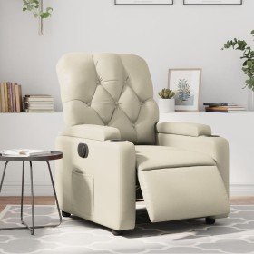 Sillón reclinable eléctrico de cuero sintético crema Sillón reclinable eléctrico de cuero sintético crema