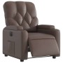 Sillón reclinable eléctrico de cuero sintético marrón