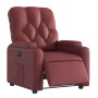 Sillón reclinable eléctrico de cuero sintético rojo tinto