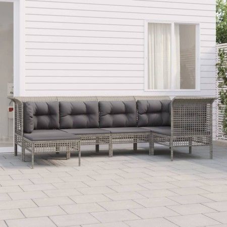 6-teiliges Gartenmöbel-Set und graue synthetische Rattankissen von vidaXL, Gartensets - Ref: Foro24-3187548, Preis: 383,93 €,...