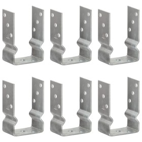 Anclajes de valla 6 uds acero galvanizado plateado 9x6x15 cm de vidaXL, Puntas para anclaje en el suelo - Ref: Foro24-145333,...