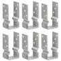 Fence anchors 6 units galvanized steel silver 7x6x15 cm by vidaXL, Spikes for anchoring in the ground - Ref: Foro24-145327, P...