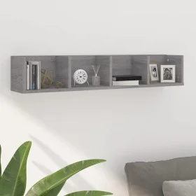 CD-Wandregal aus grauem Sperrholz, 100 x 18 x 18 cm von vidaXL, Regale und Regale - Ref: Foro24-826618, Preis: 31,76 €, Rabat...
