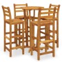 Mesa y taburetes altos de jardín 5 pzas madera maciza acacia