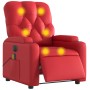 Sillón de masaje reclinable eléctrico de cuero artificial rojo