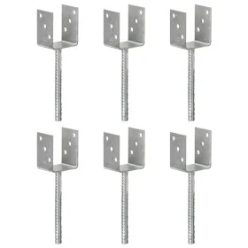 Zaunanker 6 Stück silber verzinkter Stahl 8x6x30 cm von vidaXL, Spikes zur Verankerung im Boden - Ref: Foro24-145314, Preis: ...