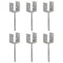 Fence anchors 6 pcs silver galvanized steel 8x6x30 cm by vidaXL, Spikes for anchoring in the ground - Ref: Foro24-145314, Pri...