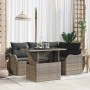 Conjunto de sofá de jardín con cojín 5 pcs Gris Poliratán