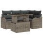Conjunto de sofá de jardín con cojín 5 pcs Gris Poliratán