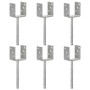 Fence anchors 6 pcs silver galvanized steel 9x6x30 cm by vidaXL, Spikes for anchoring in the ground - Ref: Foro24-145316, Pri...