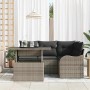 Conjunto de sofá de jardín con cojín 5 pcs Gris Poliratán