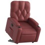 Sillón reclinable elevable cuero artificial rojo tinto