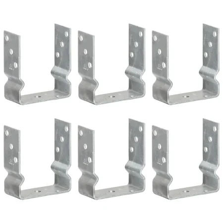 Fence anchors 6 pcs silver galvanized steel 12x6x15 cm by vidaXL, Spikes for anchoring in the ground - Ref: Foro24-145339, Pr...